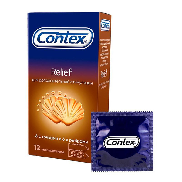 Презервативы Контекс, набор из 2х видов, Contex Relif 12 штук, 6 шт. с ...