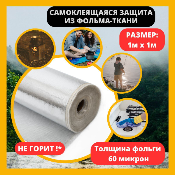 Утеплитель самоклеящийся фольма ткань усиленная 1x1м. Теплоизоляция ...
