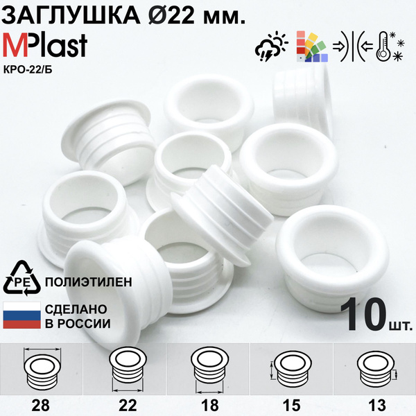 Заглушка круглая 22 мм., с отверстием для кабеля, декоративная, для ...
