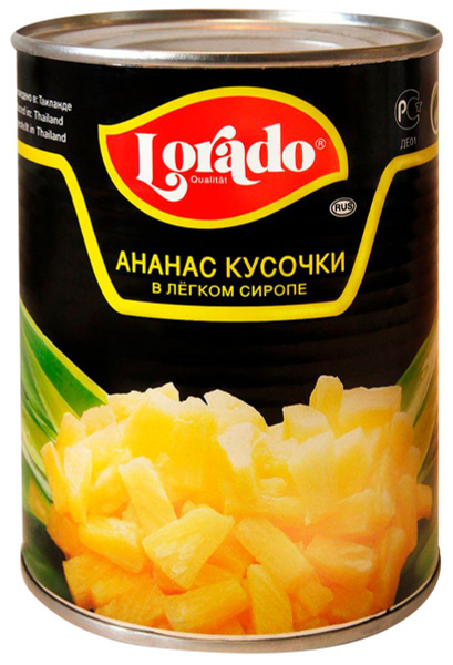 Ананас в банке фото Ананасы в сиропе Лорадо кусочки Меркур Гамбург ж/б, 580 г (в заказе 1 штука) - к