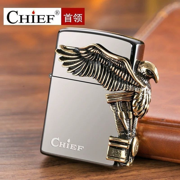 Зажигалка бензиновая Chief сокол медаль Оболочка из чистой меди ...