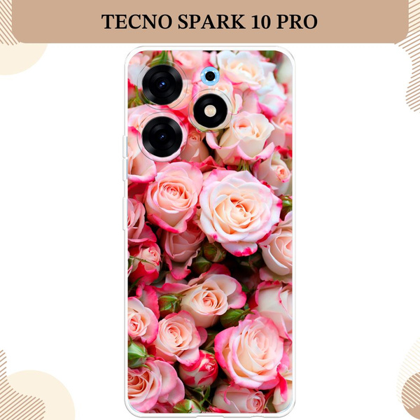 Силиконовый чехол на Tecno Spark 10 Pro / Текно Спарк 10 Про Много роз ...