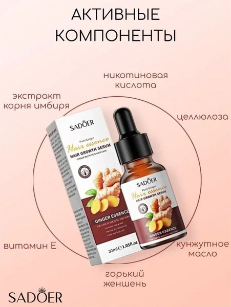 Sadoer Сыворотка для роста волос с корнем имбиря,30 мл. - купить с ...