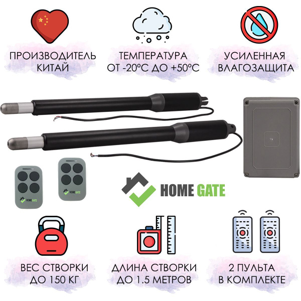 Вопросы и ответы о Home Gate 150DC Комплект линейных приводов 24В для ...