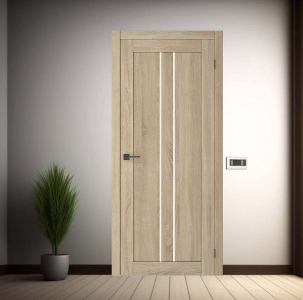 Межкомнатная дверь S 24 Sonoma Oak 600х2000 с запилом матовое стекло ...