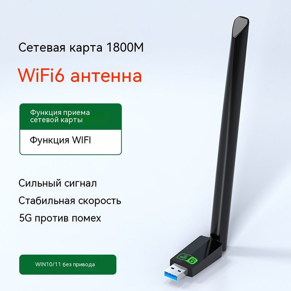 Сетевая карта Wi-fi6 адаптер для пк и телевизора, 5 ГГц ...