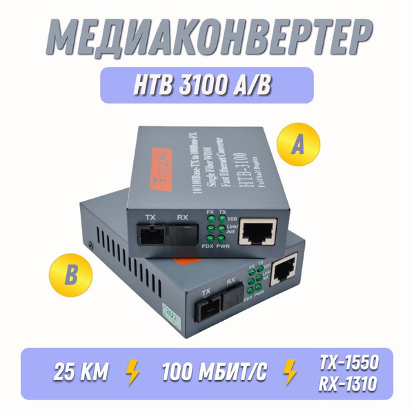 Медиаконвертер оптический (комплект А и В), NetLink HTB-3100 - купить с ...
