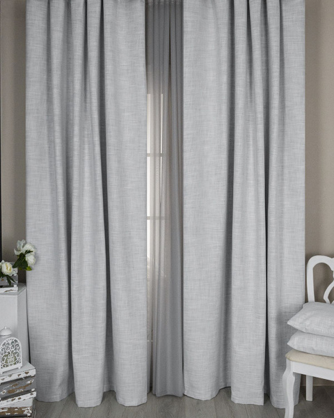 Комплект штор Evrika Home Массимо-2-цвета_2 шторы , 250х300см, серый ...
