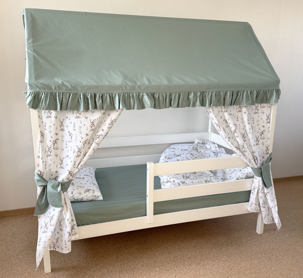 Текстильная крыша-балдахин на кровать домик 80х160 см. Крыша на кровать ...