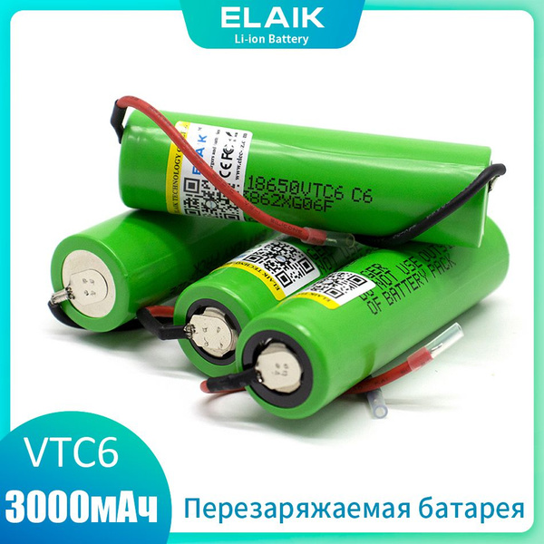 Аккумулятор 3.7 вольт 3000 мАч 18650VTC6 Литий - ионная батарея 20А ...