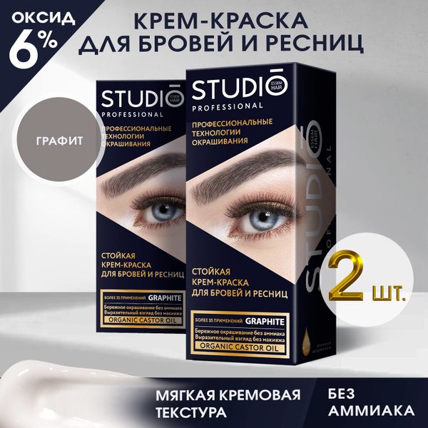 Studio Стойкая краска для бровей и ресниц Графит (Grey) 50/30 мл - 2 ...