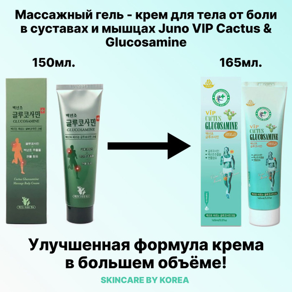 Juno Массажный крем с глюкозамином от болей в суставах и мышцах VIP ...