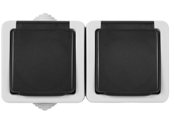 Розетка двойная накладная LK Studio Aqua с заземлением с крышкой IP54 ...
