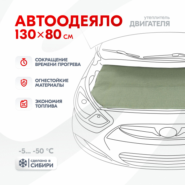 Автоодеяло 130*80 см (утеплитель подкапотного пространства) SKYWAY с брезентом