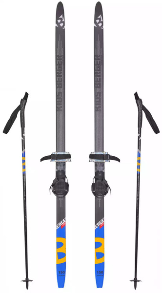 Горные лыжи Лыжи 150 в комплекте палки, крепление combi серый KIDS ...