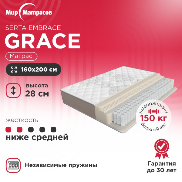 Матрас Мир Матрасов Serta Embrace Grace, Независимые пружины, 160 ...