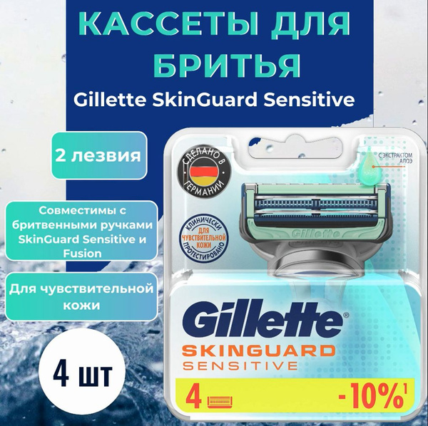 Сменные кассеты для мужской бритвы Gillette SkinGuard, с 2 лезвиями ...
