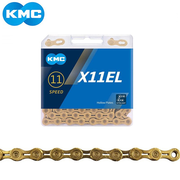 Велосипедная цепь KMC MTB X11EL x11 Speed в штучной упаковке, золотая ...