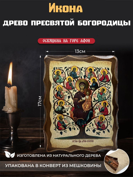 Икона Древо Пресвятой Богородицы, православная освященная, под старину ...