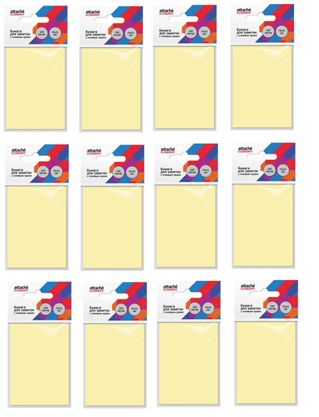 Attache Economy Бумага для заметок с клеевым краем, 76x51 мм, 100 л ...