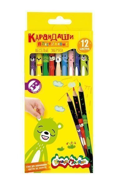 Карандаши цветные 12 цвета(ов) пл. Веселые зверята (КККМ12-ПЕР ...