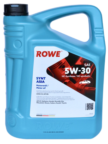Масло моторное ROWE hightec synt asia sae 5w-30 5W-30 Синтетическое 5 л ...