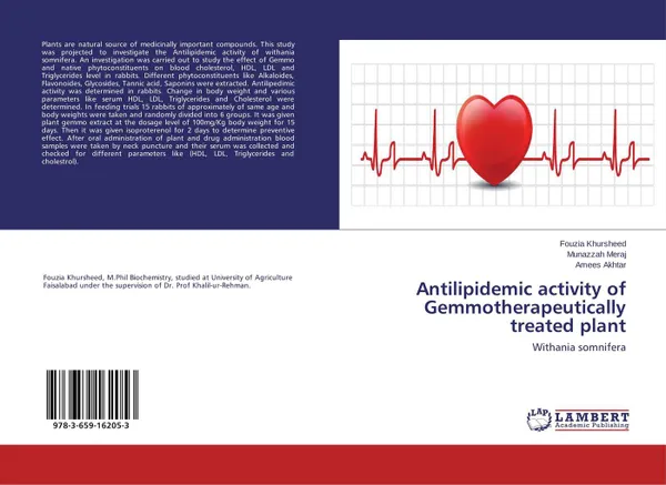 Обложка книги Antilipidemic activity of Gemmotherapeutically treated plant, Fouzia Khursheed,Munazzah Meraj and Amees Akhtar