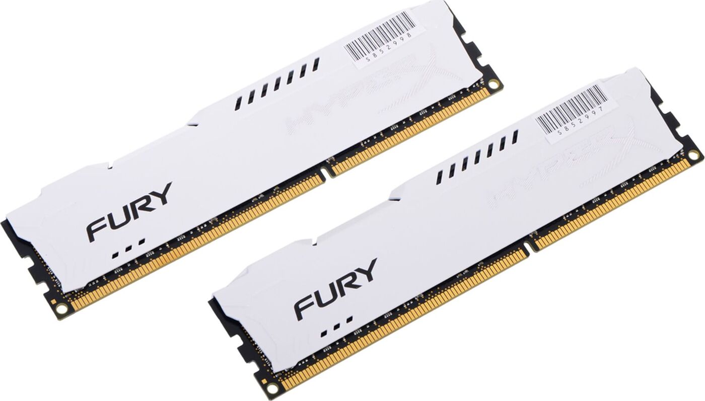 фото Оперативная память Kingston 8GB DDR3 1600 DIMM HX316C10FWK2/8 HyperX FURY White, Non-ECC, CL10, Kit (2x4GB)