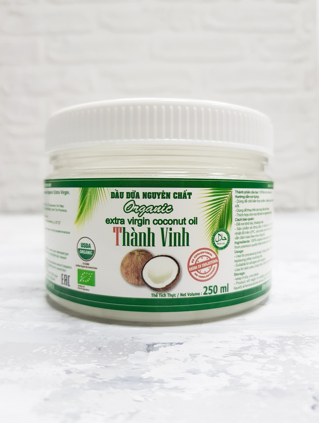 фото Кокосовое масло натуральное Organic Extra Virgin, 250 ml, Thanh Vinh