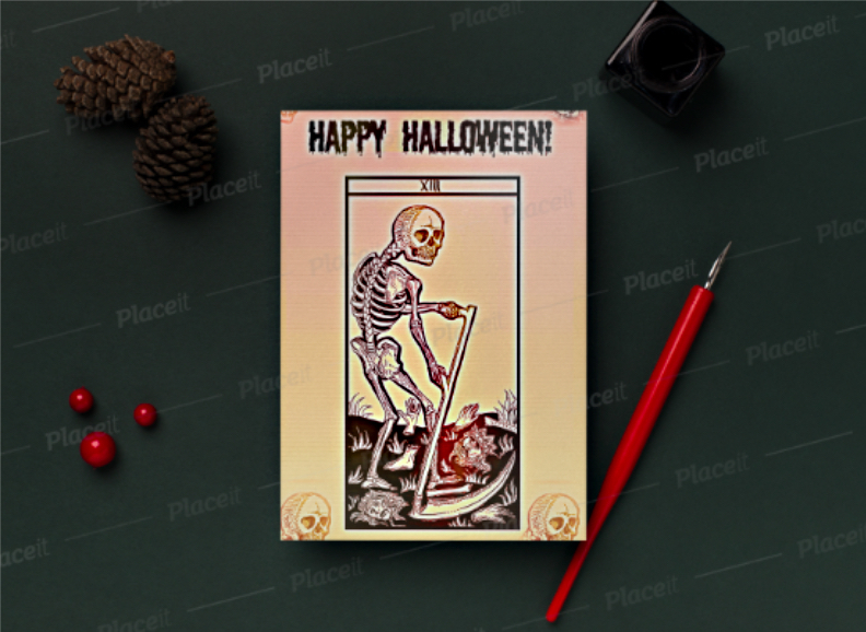 фото Авторская хэнд-мейд открытка Halloween Хэллоуин Нет бренда