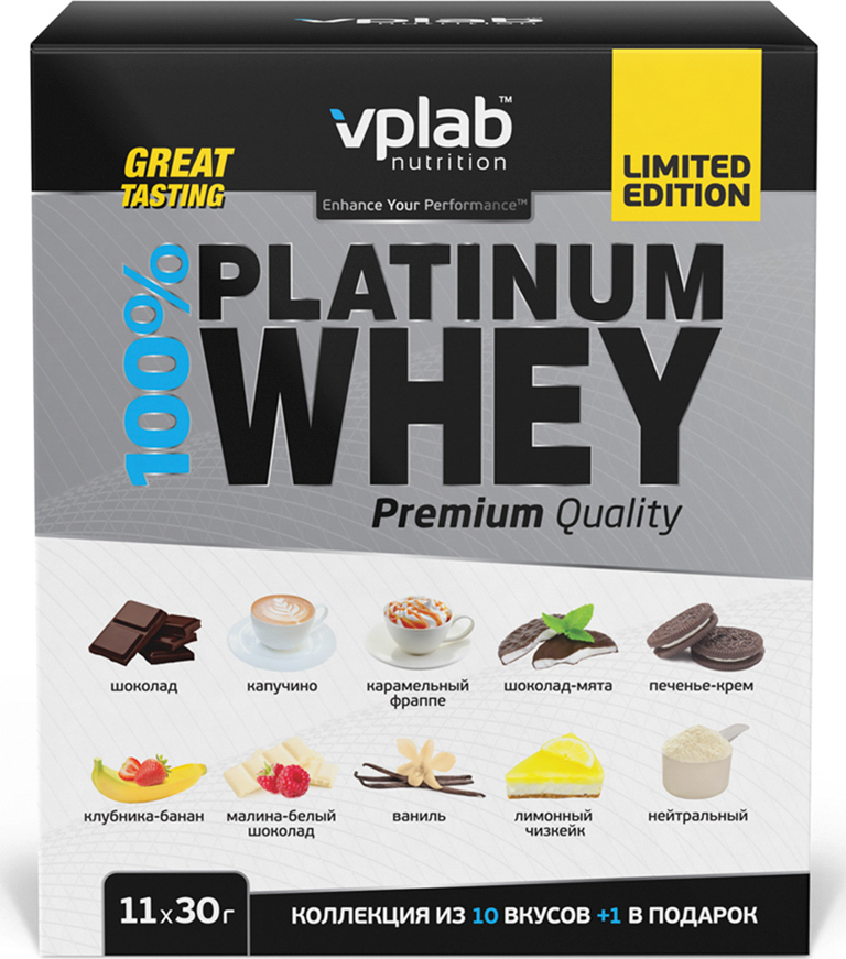 Протеин VPLAB Nutrition 100% Platinum Whey Ассорти, 11 шт по 30 г ...