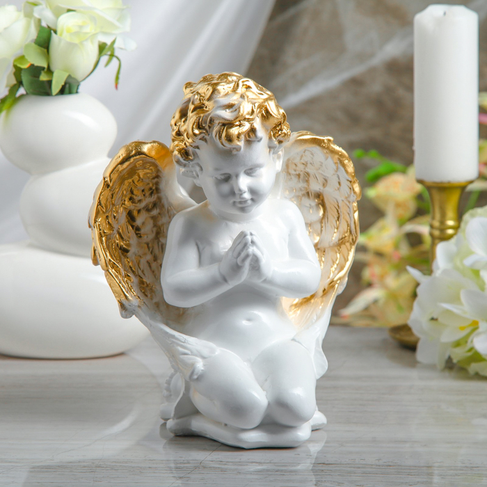 Статуэтка "Ангел молящийся на коленях" белая, 25 см - купить по ...