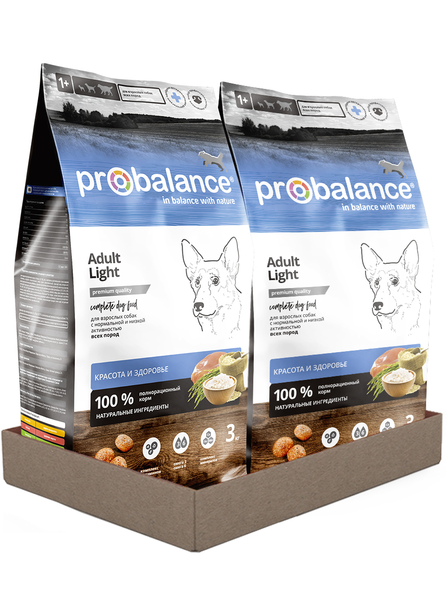 Характеристики Сухой корм для собак Probalance Adult Light, контроль веса,  2 шт. х 3 кг, подробное описание товара. Интернет-магазин OZON