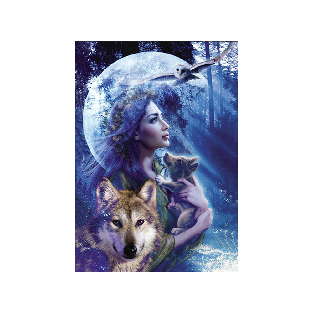 Алмазная мозаика девушка с волком