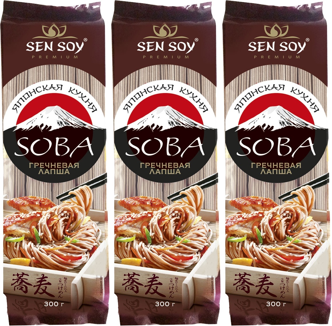 Характеристики Макароны Sen Soy Лапша Soba, гречневая, 300 г х 3 шт ...