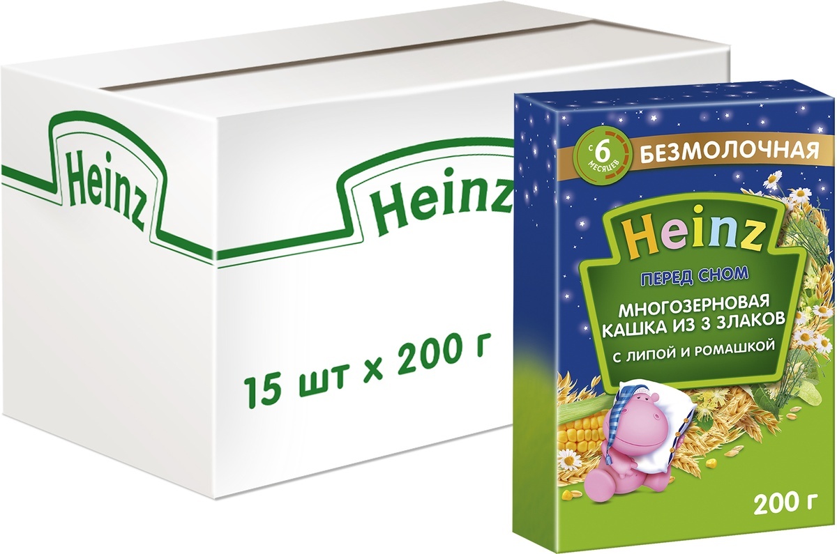 Каша безмолочная heinz многозерновая из 3 злаков с липой и ромашкой