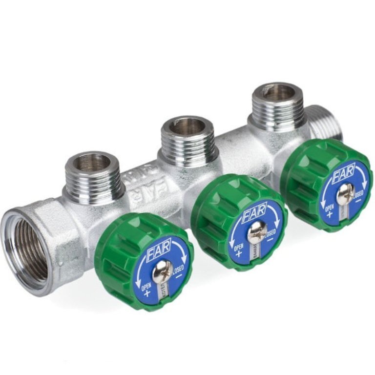 Характеристики Коллектор сантехнический FAR Регулирующий 3/4 с 3 выхода ...
