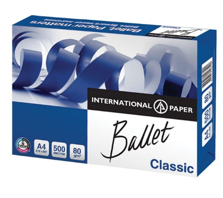 Бумага офисная BALLET CLASSIC, А4, 80г/м, 500л, марка В, ColorLok, International Paper, белизна 153%