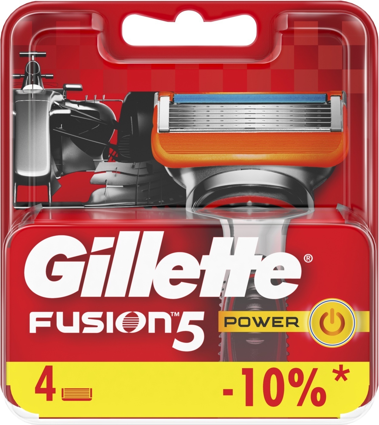 Сменные кассеты лезвия Gillette Fusion5 Power Насадки Джилет с 5 лезвиями и покрытием уменьшающим трение 4 шт - изображение