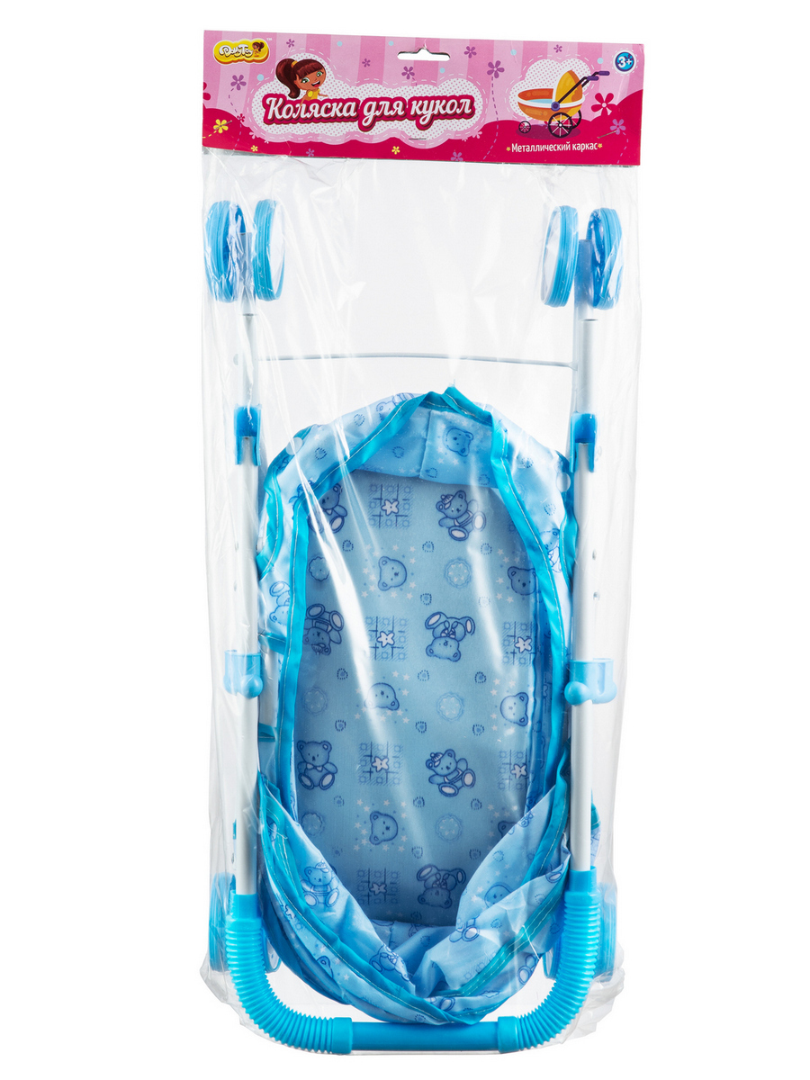 DollyToy Коляска для кукол "Первое путешествие" (53 см, люлька, металлический каркас, цвет голубой)