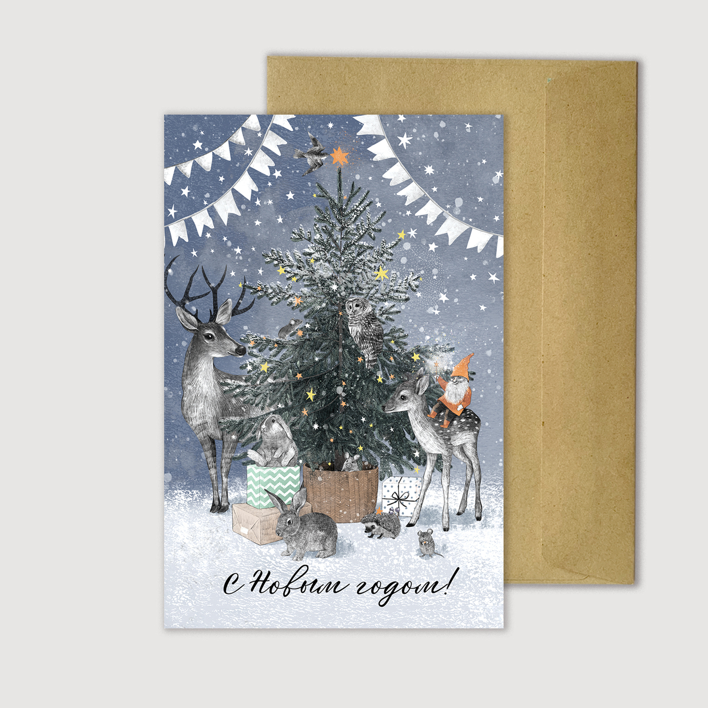 Коллекционные открытки 10 шт. laura ashley Новый Год снег олени