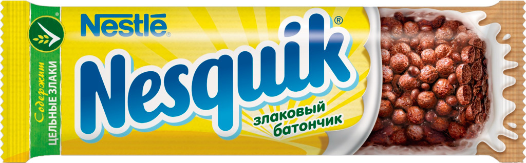 Батончик злаковый NESQUIK с шоколадом, обогащенный витаминами и ...