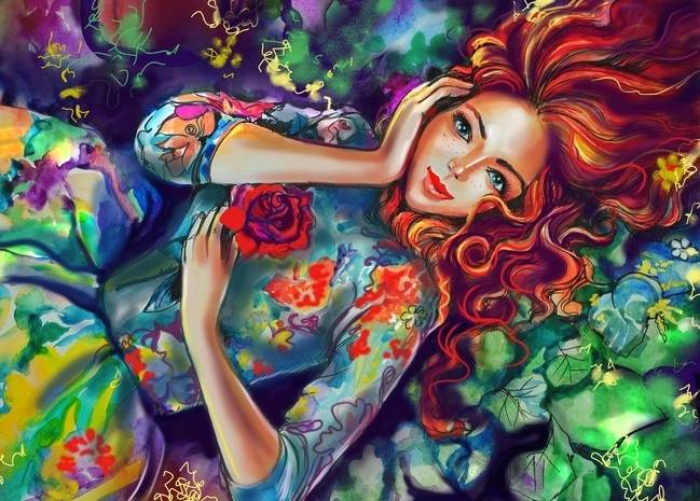Картина по номерам рыжая девушка