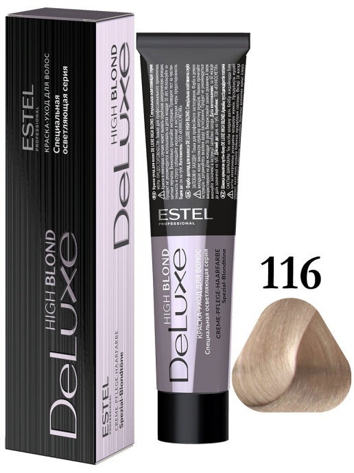 Характеристики ESTEL PROFESSIONAL Краска для волос DE LUXE 116 пепельно ...