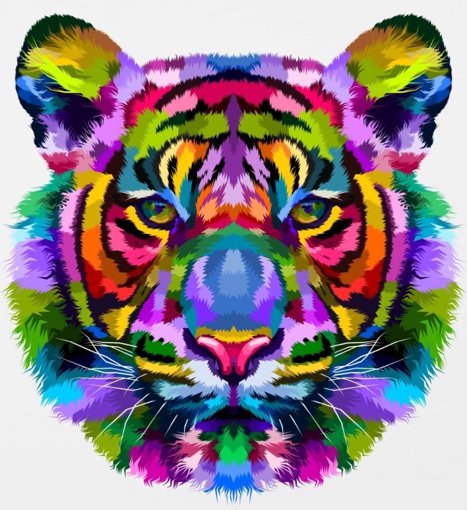 Тигр арт разноцветный