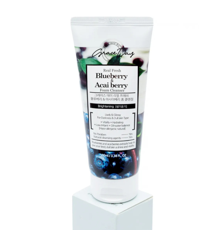 Пенка для умывания grace. Grace Day пенка для умывания. Real Fresh Blueberry Acai Berry Foam Cleanser. Пенка для умывания с черникой. Пенка для умывания с экстрактами голубики и ягод асаи kodew.