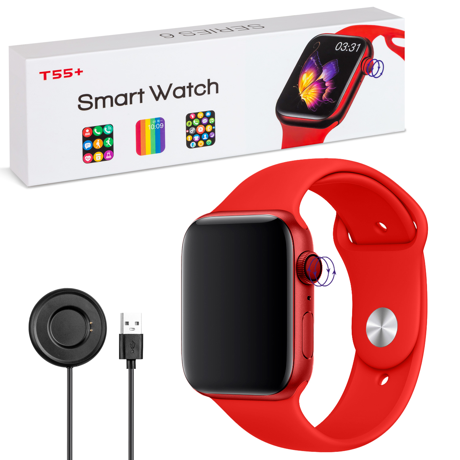 Купить смартчасы Smart Watch T55+, экран 1.75" купить по низким