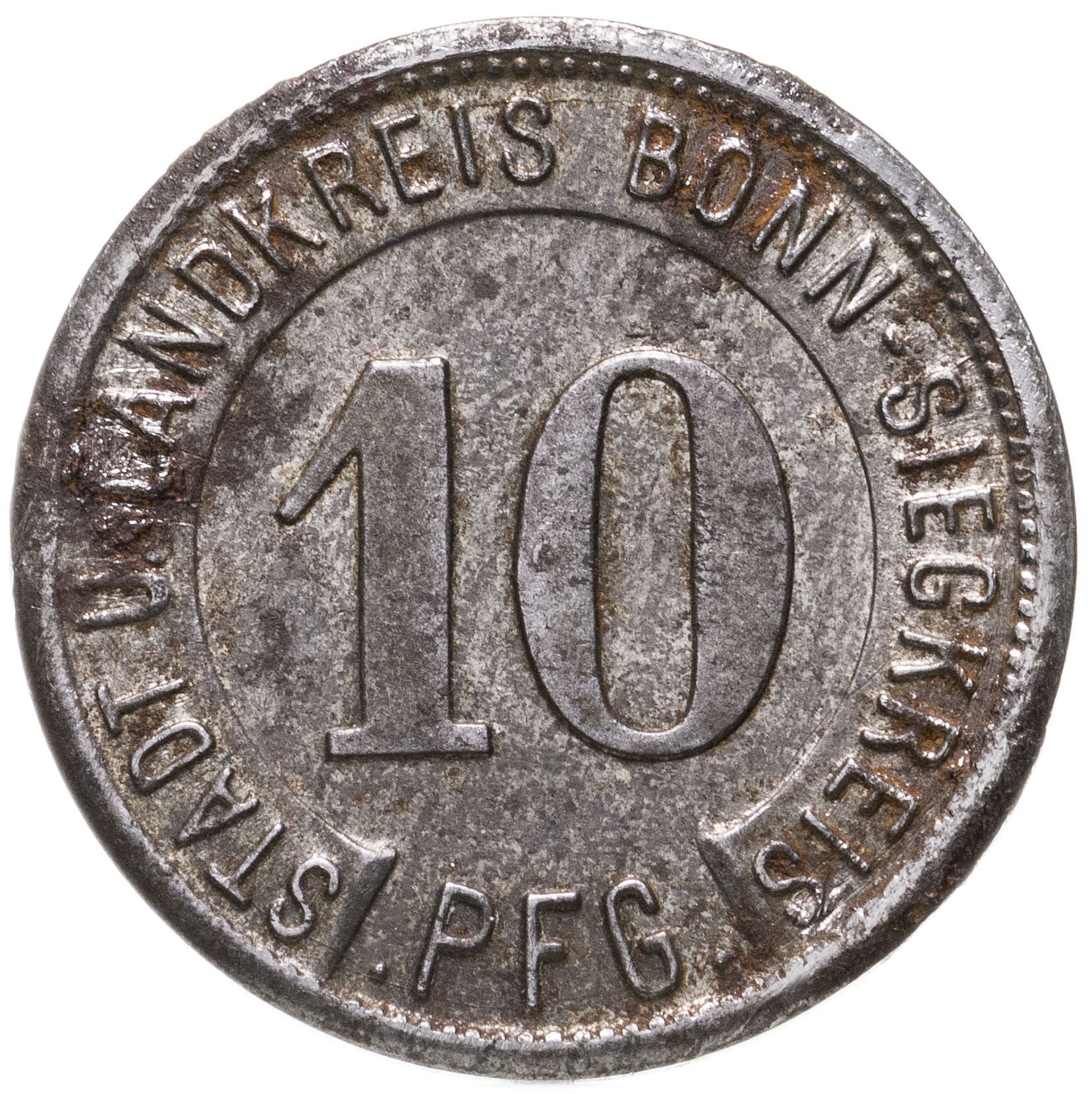 бонны. монета 1919 года. клейма производителей золинген. монета 1919 года. монета 10 pfennig.