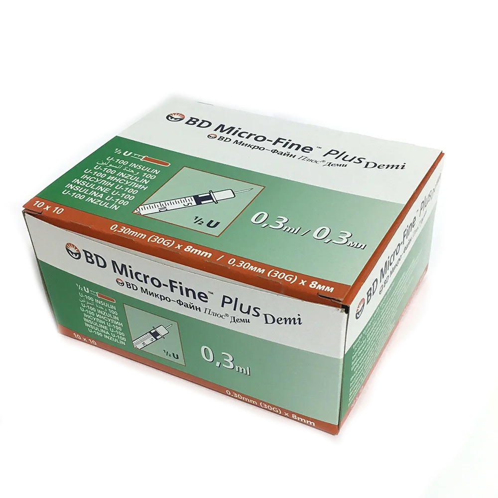 3 мл. Шприцы инсулиновые bd micro-fine plus demi 0. 3. 3 мл. 30мм x 8мм bd micro-fine.