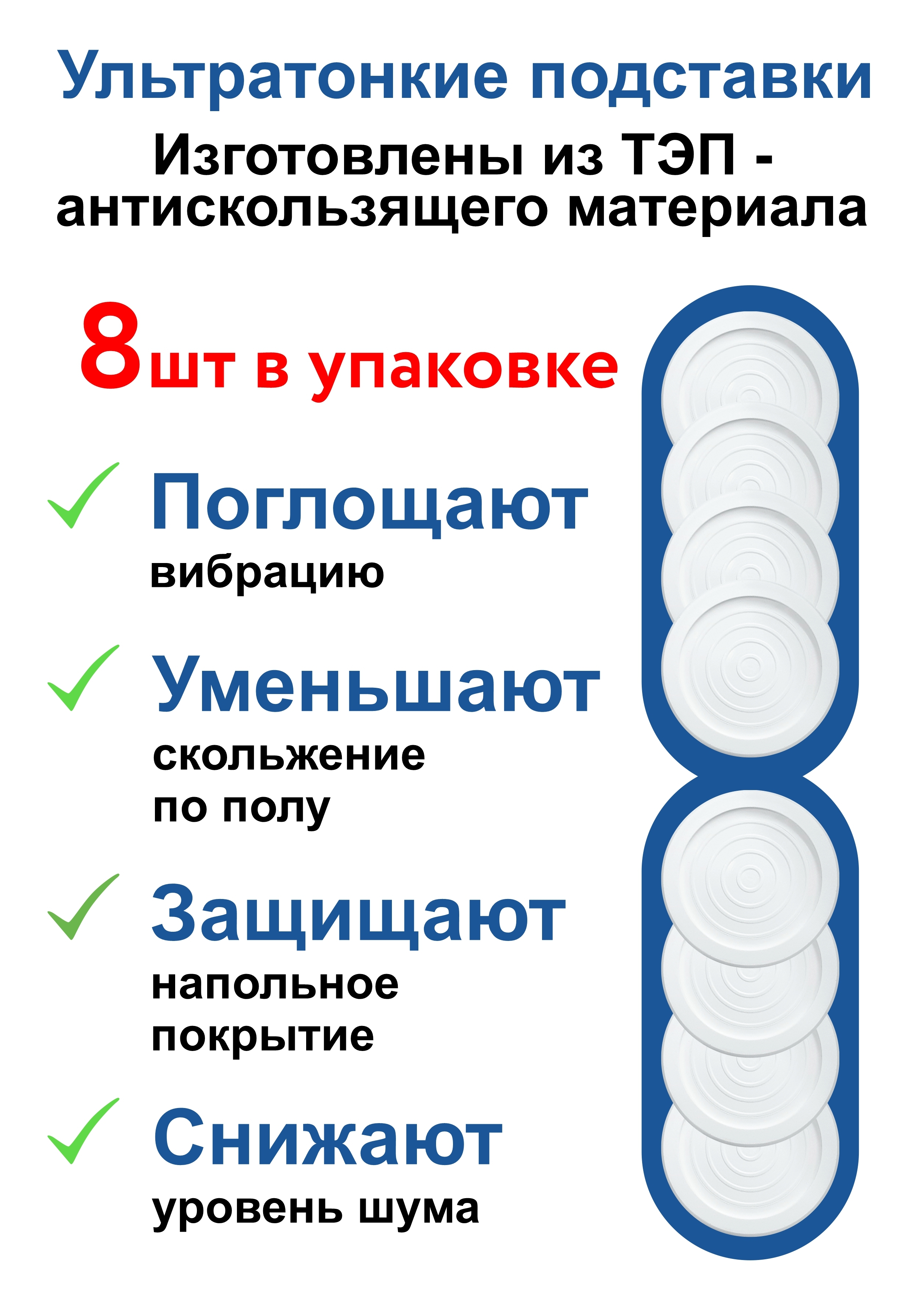 Антивибрационные подставки для стиральной машины, набор 8 шт.  Противовибрационные ножки для холодильника и мебели. Виброопоры, подножки  под технику для уменьшения вибрации, шума и перемещения, тонкие - купить с  доставкой по выгодным ценам